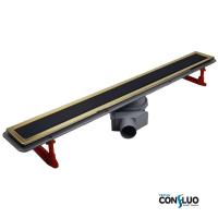 Трап линейный с решеткой Pestan Confluo Premium Line Black Glass Gold 30 см 13100113