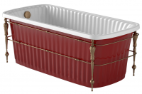 Ванна из искусственного камня Migliore Olivia Console 174 см, красная панель, фурнитура бронза 24267