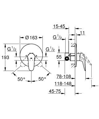 Фото встраиваемый смеситель для душа grohe eurostyle 23725003