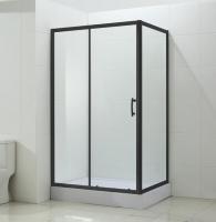 Душевое ограждение BandHours Mike/Side-Glass 812, цвет: черный 120x80 см