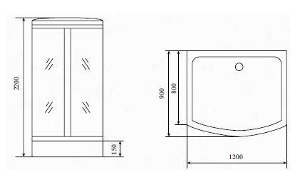 Фото душевая кабина timo standart t-6615 silver fabric 120x90 см