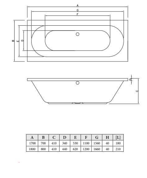 Фото акриловая ванна c-bath cora 170x70 см cbq001001