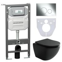 Унитаз с инсталляцией Сет 4 в 1 Ceramicanova CN4002MB_1001CH_1000
