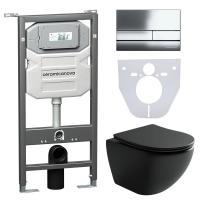 Унитаз с инсталляцией Сет 4 в 1 Ceramicanova CN4002MB_1002CH_1000
