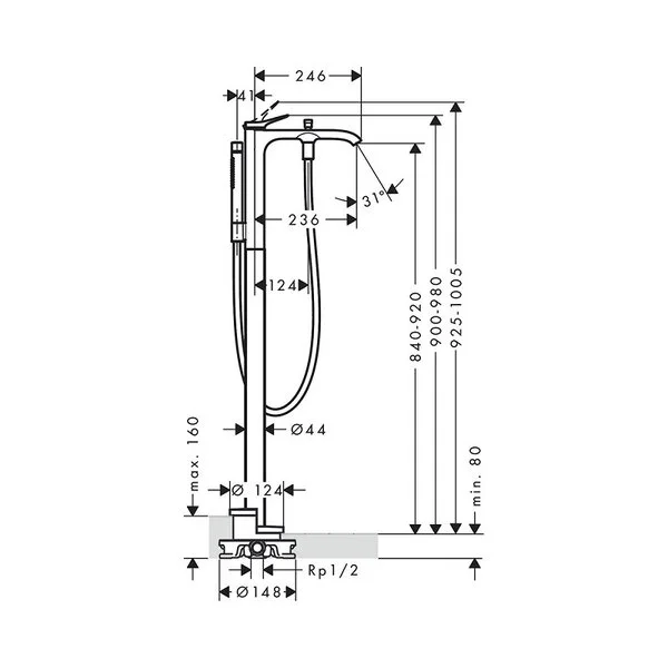 Фото смеситель для ванны hansgrohe vivenis 75445700