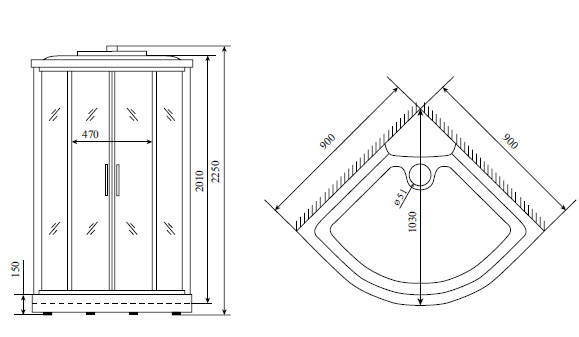 Фото душевая кабина timo standart t-6609 silver fabric 90x90 см