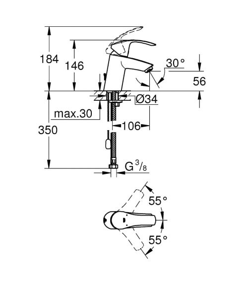 Фото смеситель для раковины grohe eurosmart 33188002