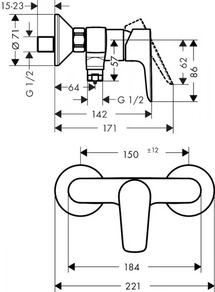 Фото смеситель для душа hansgrohe talis e 71760990