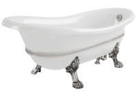 Ванна из искусственного камня Migliore Bella Decor 170 см, на лапах Leone Standart, цвет: белый, фурнитура хром 26990