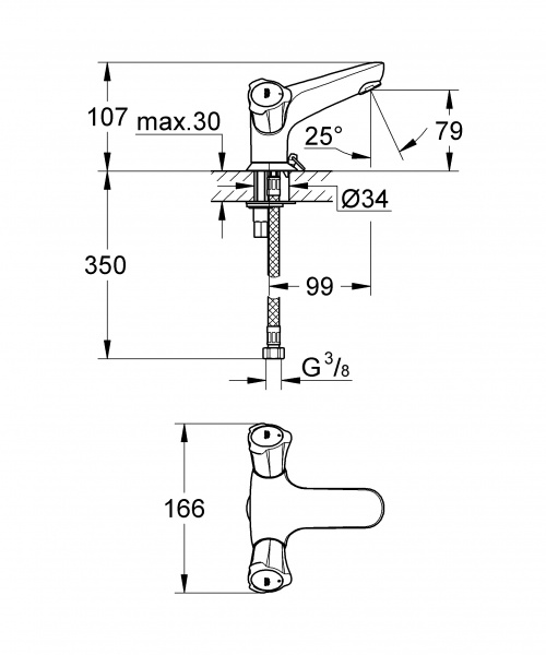 Фото смеситель для раковины с цепочкой grohe costa l 21100001