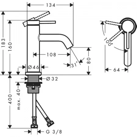 Фото смеситель для раковины hansgrohe tecturis s 73301670