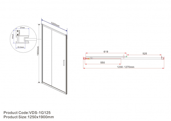 Фото душевая дверь vincea garda 125 см vds-1g125cl