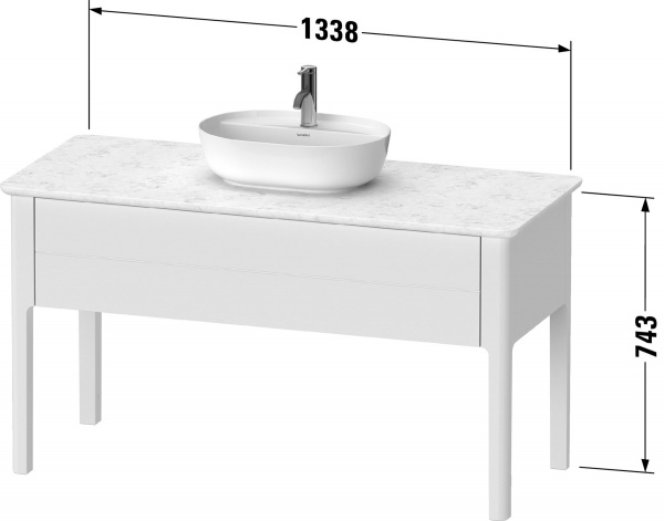Фото тумба под раковину duravit luv 133 см, цвет: белый матовый сатиновый лак lu956103636