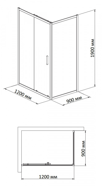 Фото душевое ограждение bandhours mike/side-glass 914 140x90 см
