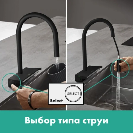 Фото смеситель для кухонной мойки hansgrohe aquno select 73831800