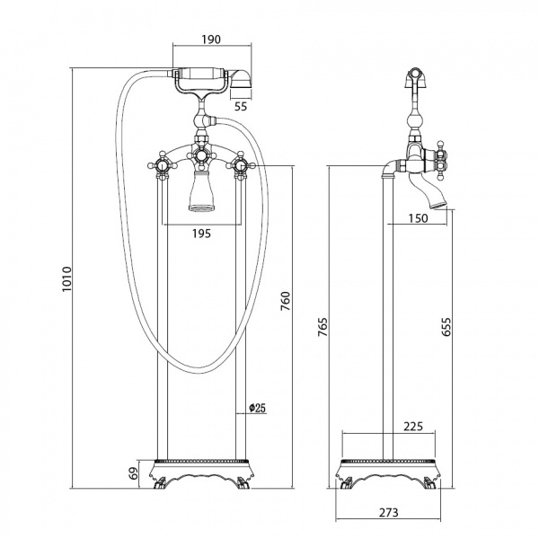 Фото напольный смеситель abber klassik af8415g