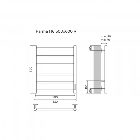 Фото электрический полотенцесушитель azario parma 50x60 см цвет: хром az10856
