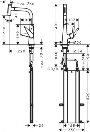 Фото смеситель для кухонной мойки hansgrohe talis select 73867000