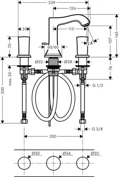 Фото смеситель для раковины hansgrohe metropol classic 31304000