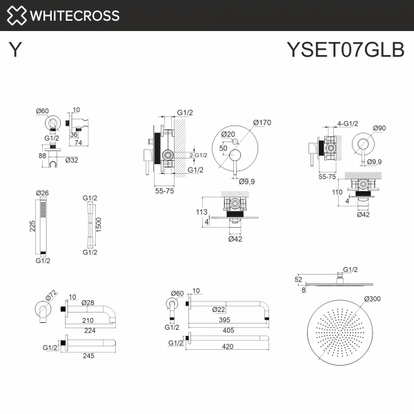 Фото душевой набор со встроенным смесителем whitecross y yset07glb, цвет: золото
