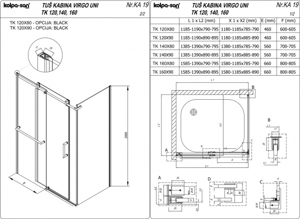 Фото душевой уголок kolpa-san virgo 120x90 см tk
