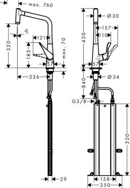 Фото смеситель для кухонной мойки hansgrohe metris 73801000