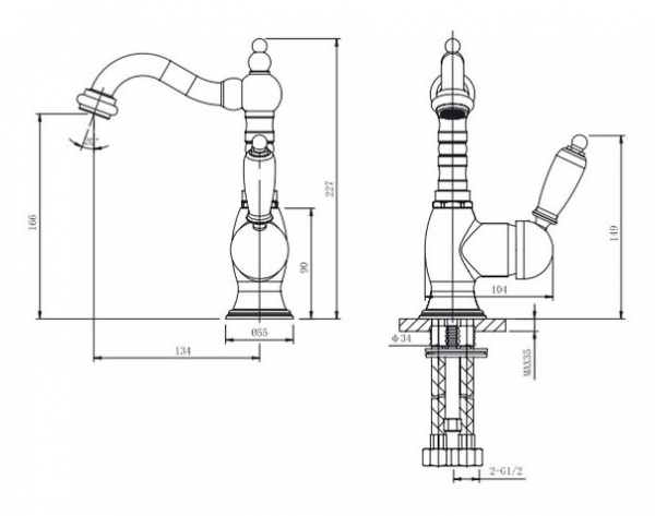 Фото смеситель для раковины caprigo adria-uno 02-524-crm