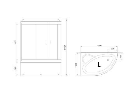 Фото душевая кабина royal bath alp rb150alp-t-ch-l 150x100 см