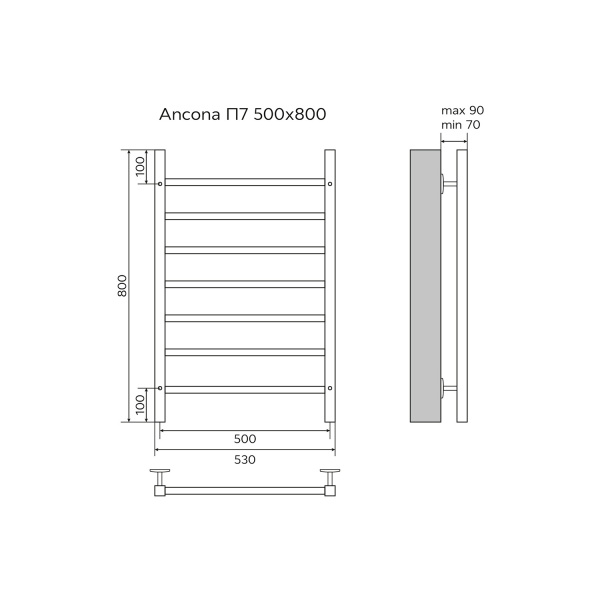 Фото водяной полотенцесушитель azario ancona 50x80 см цвет: хром az75558