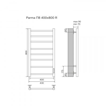 Фото электрический полотенцесушитель azario parma 40x80 см цвет: черный az10848b