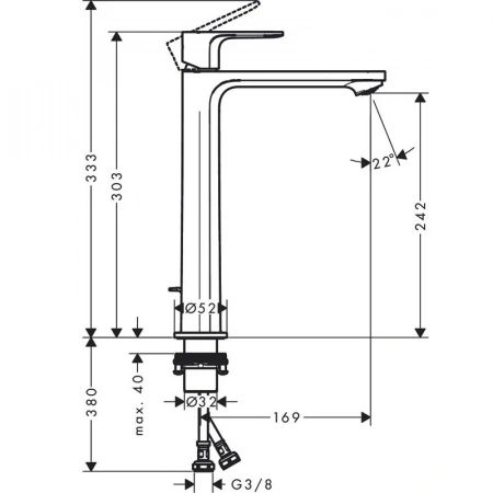 Фото смеситель для раковины hansgrohe rebris s 72580670