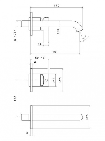 Фото встраиваемый смеситель для раковины kerama marazzi linea 71028ekm.01.093