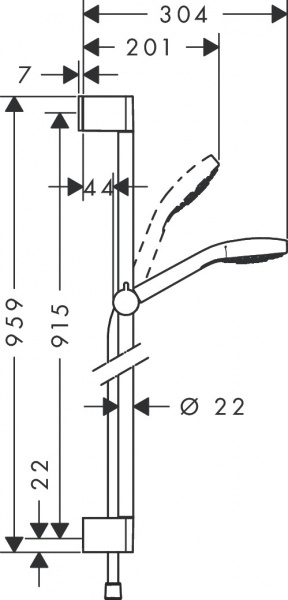 Фото душевой гарнитур hansgrohe croma select e 1jet 26594400