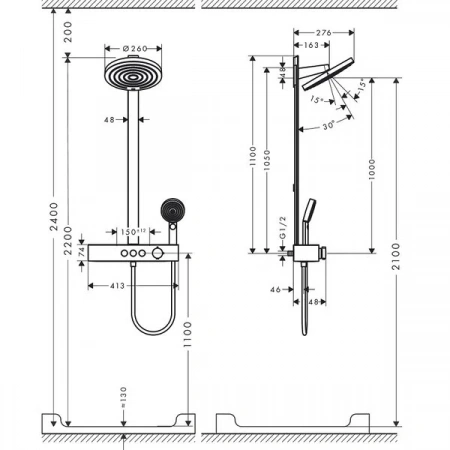 Фото душевая стойка hansgrohe pulsify 24240700