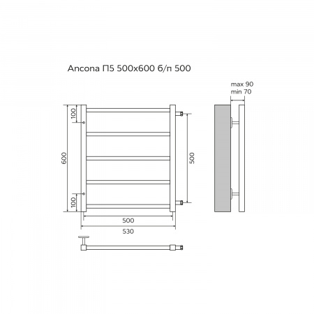 Фото водяной полотенцесушитель azario ancona 50x60 см цвет: хром az71556