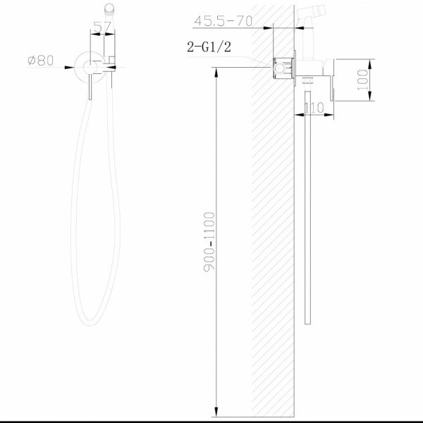 Фото смеситель  с гигиеническим душем abber wasser kreis af8125sp