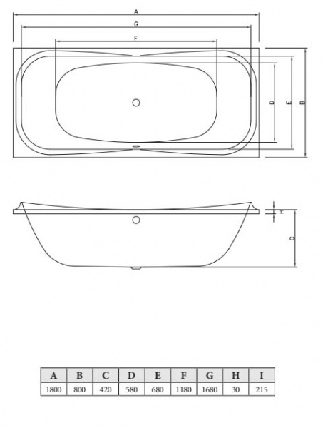 Фото акриловая ванна c-bath kronos 180x80 см cbq013001