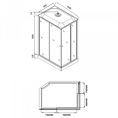 Фото душевая кабина loranto 100x80 см cs-5180-13l f