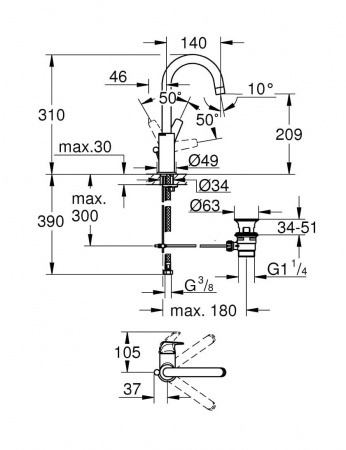 Фото смеситель для раковины grohe bauflow 23753000