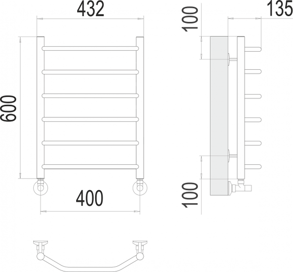 Фото водяной полотенцесушитель terminus виктория п6 40x60 см 4670078530066