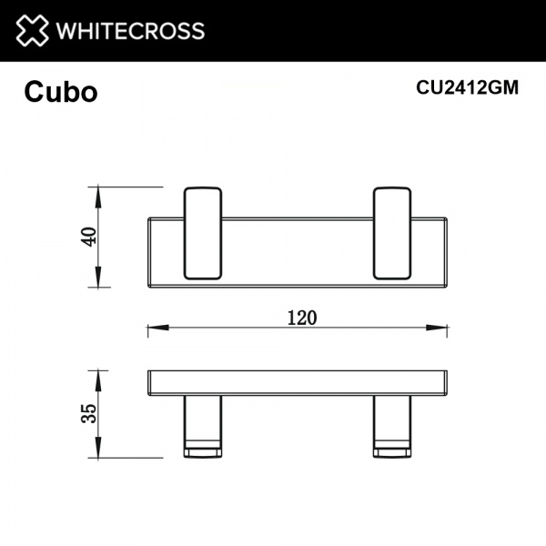 Фото крючок двойной whitecross cubo cu2412gm, цвет: оружейная сталь