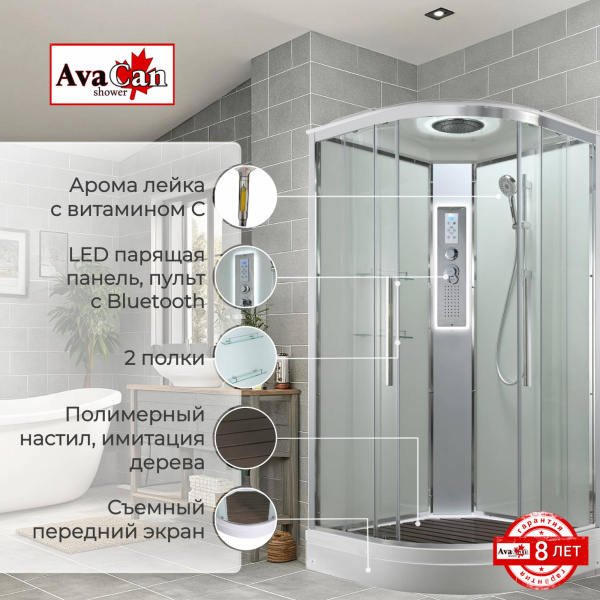 Фото душевая кабина avacan em2090ledt 90x90 см