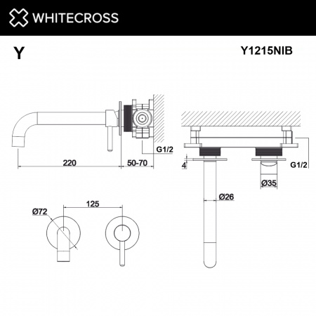 Фото встраиваемый смеситель для раковины whitecross y y1215nib, цвет: никель брашированный