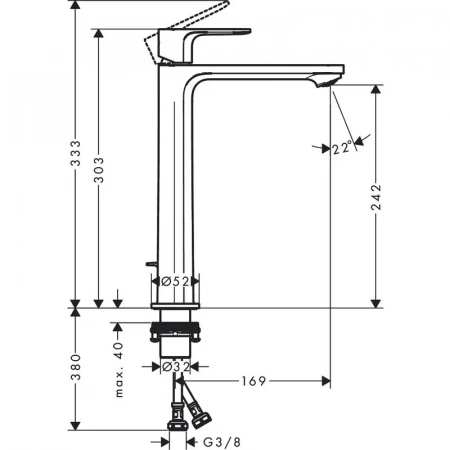 Фото смеситель для раковины hansgrohe rebris e 72581000