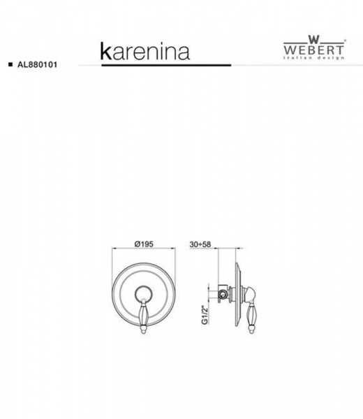 Фото встраиваемый смеситель для душа webert karenina, цвет: золото al880101010