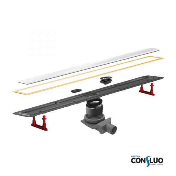 Фото трап линейный с решеткой pestan confluo premium line white glass gold 30 см 13100119