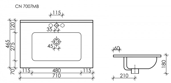 Фото раковина накладная ceramicanova element 71 см, цвет: черный cn7007mb
