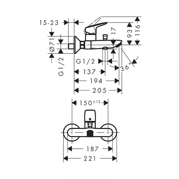Фото смеситель для ванны hansgrohe logis 71400670