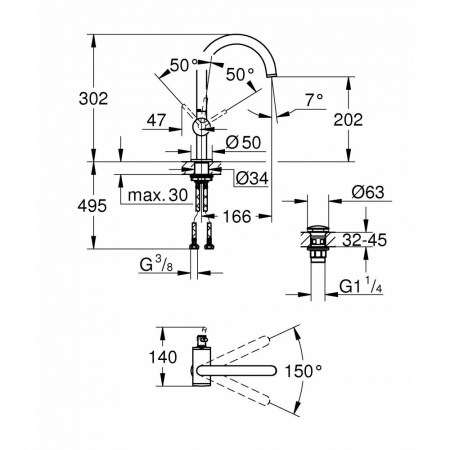 Фото смеситель для раковины grohe atrio new 32042al3, цвет: графит
