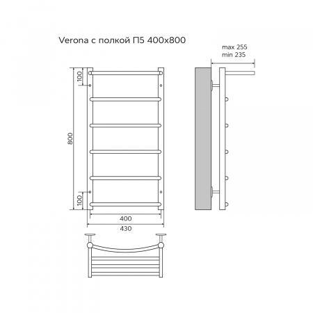 Фото водяной полотенцесушитель azario verona 40x80 см цвет: хром az04148p